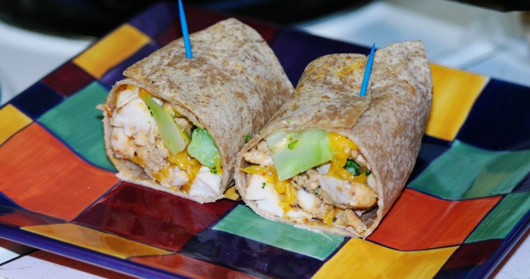 Chicken, Broccoli, and Cheddar on whole wheat wrap