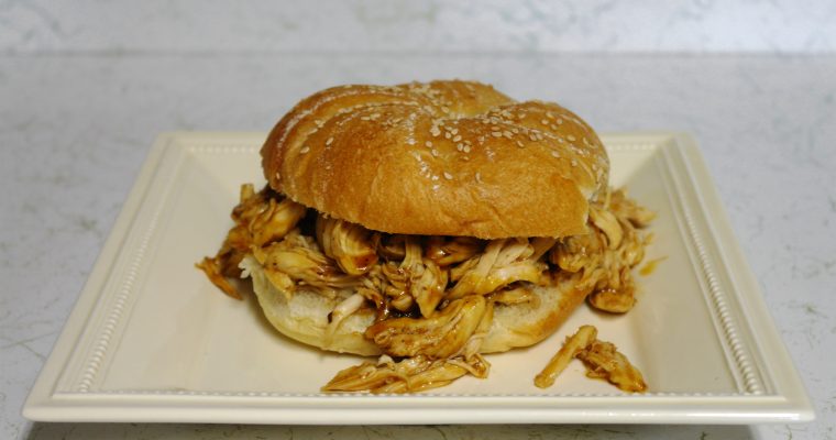 Pulled Barbecue Chicken on kaiser roll