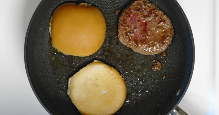 Bison burger on hamburger bun