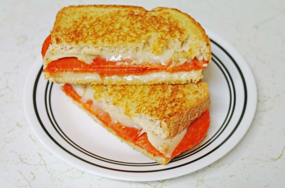 Pepperoni Grilled Cheese on wheat Sandwich Portraits