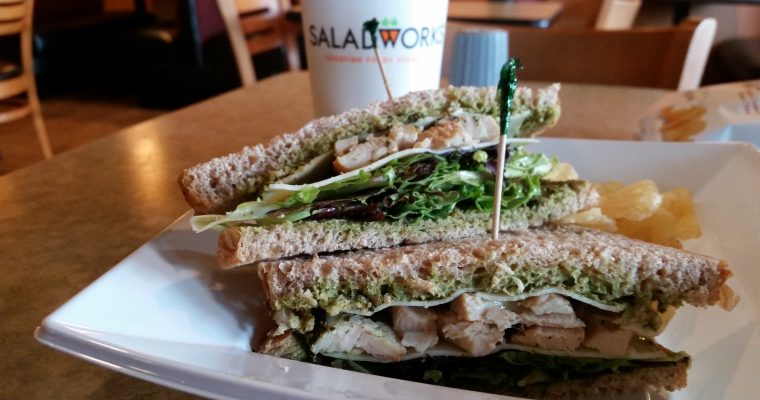 Chicken and greens on wheat