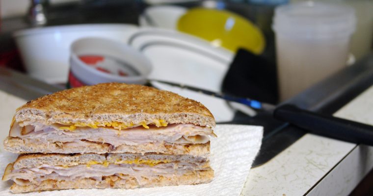 Hot Turkey and Cheese on bread thin