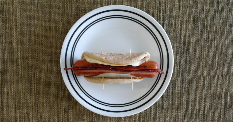 Bacon Cheese Dog on bread thin