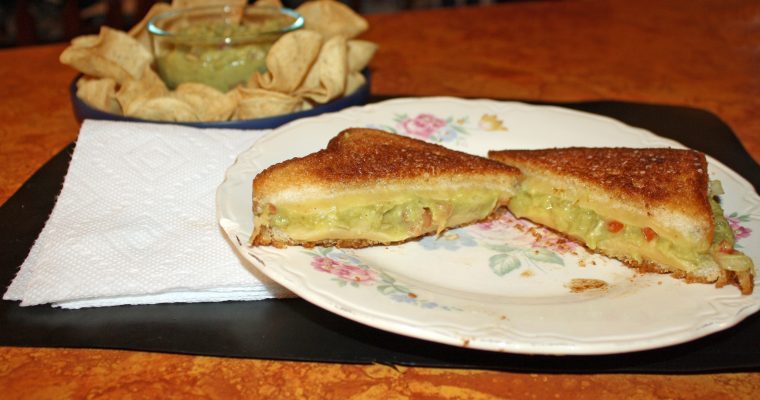 Homemade Guacamole Grilled Cheese on whole grain white